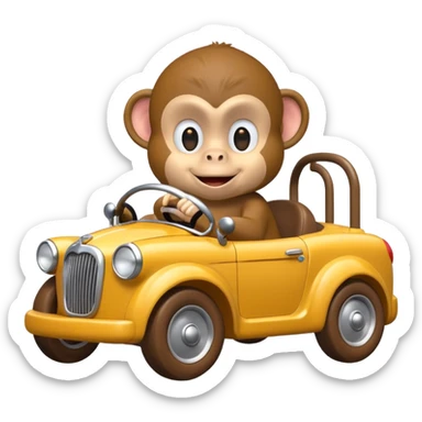 monkey pretending to drive sticker