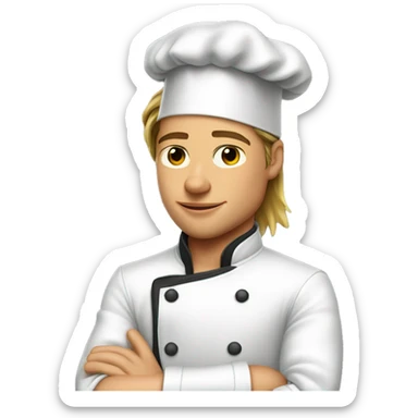 young brad pitt as a chef, rolling up his sleeves sticker