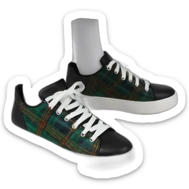 Ribber-trimmed mesh pvc sneakers tartan sticker