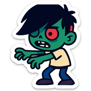 zombie boy with emo hair and white shirt sticker