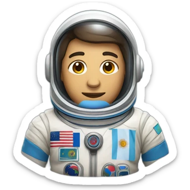 head of an astronaut with olive skin color with argentina flag in the suit sticker