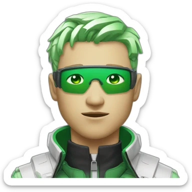 Cyberpunk White men with green gradient and short hair sticker