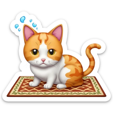 Cat that is throwing up on the carpet sticker