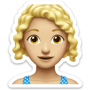Blond girl in swim suit so to white dots sticker