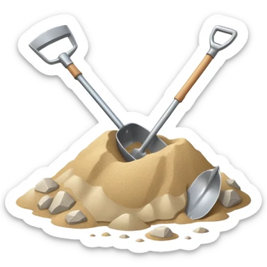 pile of sand with a shovel clabber sticker