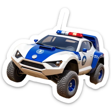 Star Wars’s storm trooper’s police evil darkly night blue Dirty and dented Local Motors Rally Fighter off road race car hot rod meets 2013 scion fr-s trophy truck-style basher flying down a dusty road (silver wheels) sticker