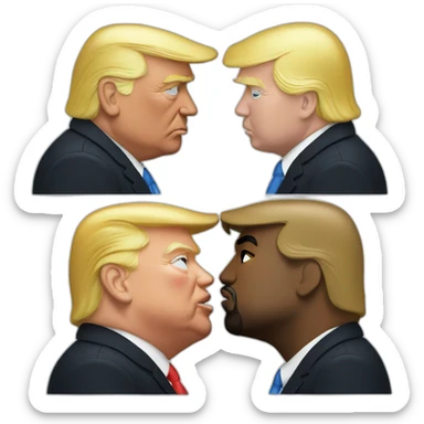 trump kissing kanye sticker