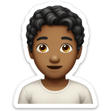 Little mid toned kid with black hair and middle part brown eyes  sticker