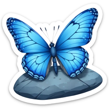 blue butterfly on rock sticker
