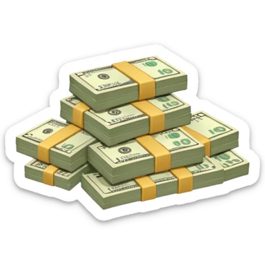 the number 10 and letter x, precede the cash pile, on the same level so it looks like "10x" and to its right, the cash pile, cash pile, make bills rectangular, next to a "10x" factor, looking like 10x CASH PILE,  sticker