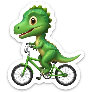 Baby dinosaur riding a bike  sticker