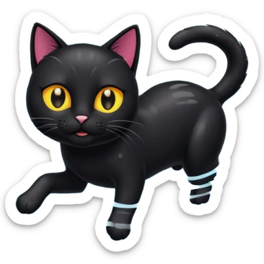 Black cat playing in a pool sticker