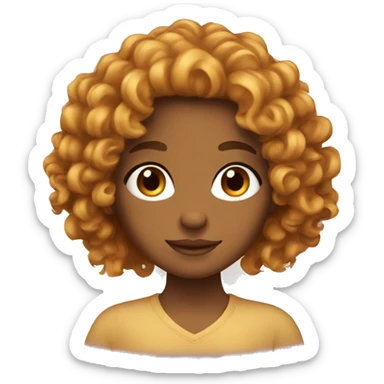curly long hair tan girl autumn sticker