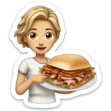 Girl eat doner kebab sticker