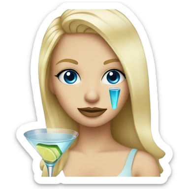 blonde hair blue eye girl drinking martini  sticker