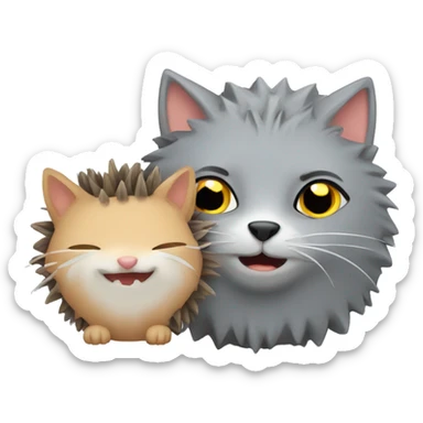 a grey cat and a hedgehog next to it sticker
