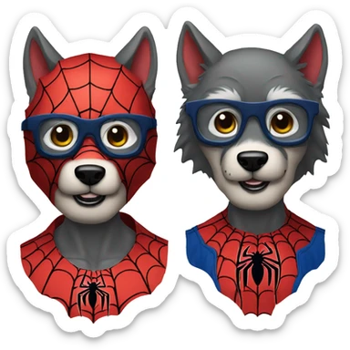 a wolf with a spiderman suit, doesn't wear glasses and looks fierce sticker