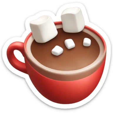 red mug of hot chocolate with marshmallows sticker