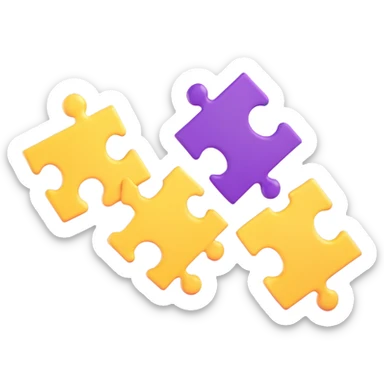 two purple puzzle pieces floating in the air sticker