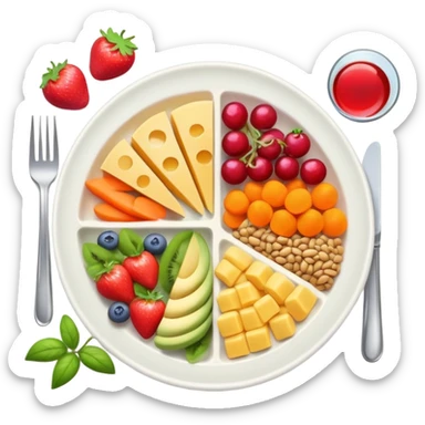 colorful balanced meal with nutrients for vitality and energy sticker