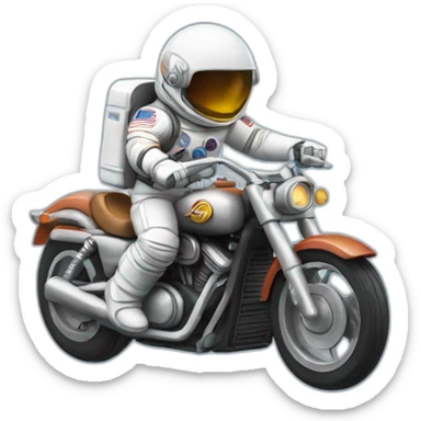 Astronaut riding a Harley popping wheelie sticker