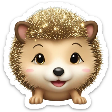 Girl hedgehog with glitter in ear and bow  sticker