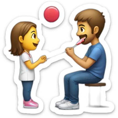 Draw me : girl on her vtwo knees ready to eat a lollipop side view man sticker