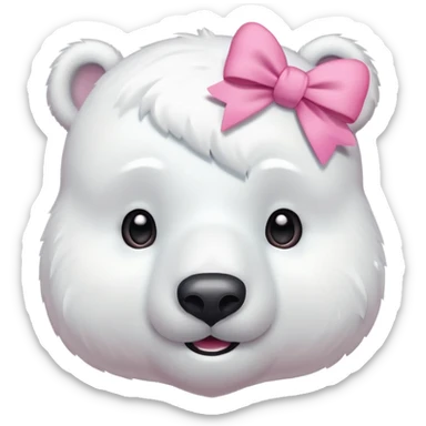 A polar bear smiling shy, blushed and with a pino bow on the head sticker