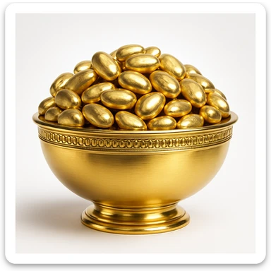 kinkéliba beans in a decorative gold bowl, elegant gold style sticker