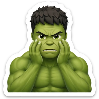 Create a man in a Hulk costume with a hand on his face (disappointment) sticker