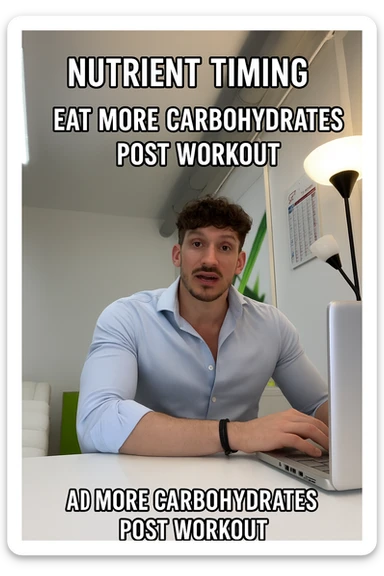 Uomo che sfrutta un timing di nutrienti per mangiare più carbo post workout sticker