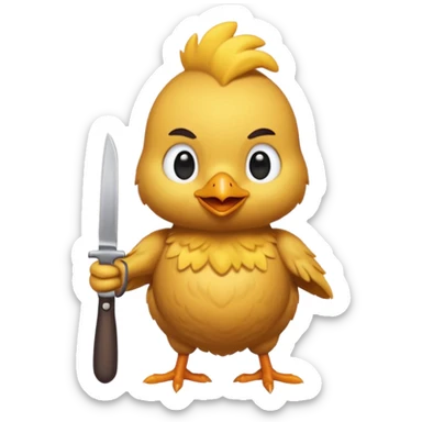 little chicken holding knive sticker
