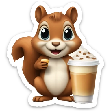 Squirrel with iced coffee sticker