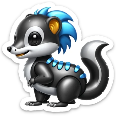 robo skunk with bacteria in samsung emoji style sticker