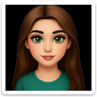 Make the eyebrows black, add a little light makeup, make the eyelashes long and thick, and add more shades to the green eye color (keep the OPhome emoji style) sticker