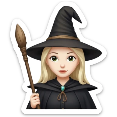 witch with a hat and a broomstick sticker