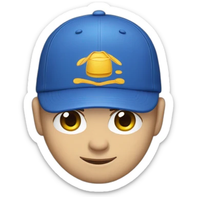 young white man with blue cap sticker