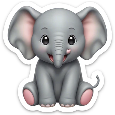 Cinematic Cute Yawning Baby Elephant Portrait Emoji, Head tilted slightly with a dramatic, wide-open yawn, showcasing a soft, downy gray hide with oversized drooping ears, round eyes barely open in drowsy contentment, Simplified yet irresistibly adorable features, highly detailed, glowing with a soft, cozy glow, high shine, relaxed yet expressive, stylized with a touch of gentle whimsy, bright and endearing, soft glowing outline, capturing the essence of a sleepy yet affectionate baby elephant, so drowsy it feels like it could stretch out of the screen and curl up for a nap! sticker
