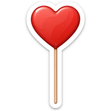 red heart-shaped lollipop on a stick sticker