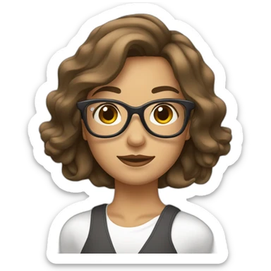 femme blanche brune avec les cheveux au carré et lisses et des lunettes sticker
