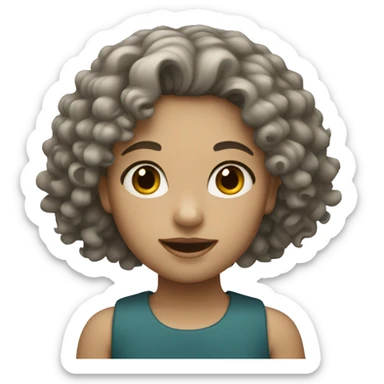 A girl with a curly hair and white skin tone sticker
