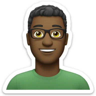 guy with square glasses with short hair, white green eyes sticker
