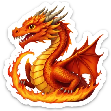 um dragão pegando fogo sticker
