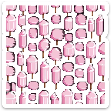 pastel pink cotton candy on a paper stick, soft and whimsical sticker
