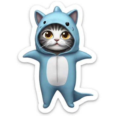 Cat in a shark onesie sticker