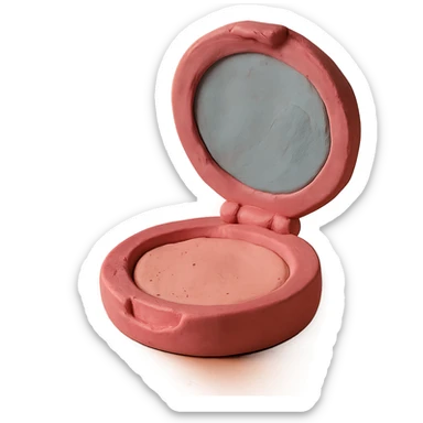 claymation style pink powder compact sticker