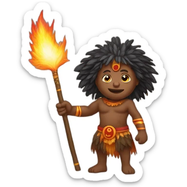  aboriginal sorcerer with a fire staff in his hand real sticker