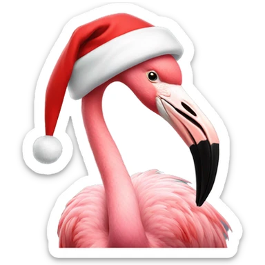 Flamingo wearing a Santa hat sticker