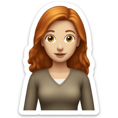 Straight Dark Ginger haired beautiful girl, sticker