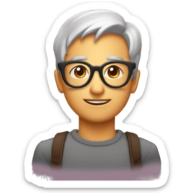 Una osa café escuro enojada, moño rosa en la oreja, con lentes cuadrados sticker